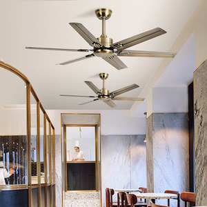 Six Blade Stainless Steel Ceiling Fan Ac Motor Quiet Design For Living Room And Study No Light Industrial Retro Style - Product Image 2