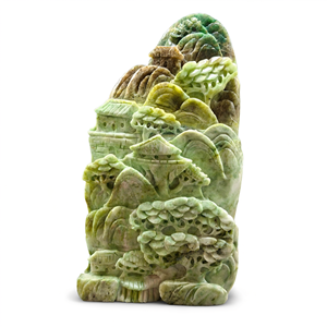 Sculpture paysagère de style Shoushan en jade serpentin pour la manifestation, la force et la prospérité Poids 2370 g - Product Image 2