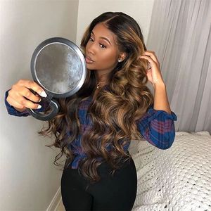 Perruques en <span class=keywords><strong>cheveux</strong></span> humains Ombré 1b/Blond Miel, Perruques U-part en <span class=keywords><strong>cheveux</strong></span> humains pour femmes, Perruques Lace Frontal ondulées bouclées, <span class=keywords><strong>Cheveux</strong></span> brésiliens 10"-30" 180% - Product Image 3