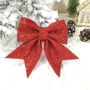 LK Christmas Tree Hanging Ornament Bow Decoration <b>Cloth</b> <b>Material</b> 4-Color Printed Ribbon Wreath - Product Image 1