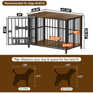 Indoor Dog <b>Cage</b> Breathable Wood and Metal for Small and Medium-Sized Dogs - Product Image 5