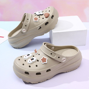 White Women's <b>Clogs</b> With Cartoon Bear Design Thick EVA Sole Summer Beach Shoes - Product Image 3