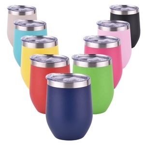 Gobelet en acier inoxydable à double paroi de 12 oz 350ml tasse isolée sous vide avec couvercle pour <span class=keywords><strong>cocktails</strong></span> de vin de bière et vin sans tige - Product Image 1