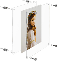 Cadre photo mural flottant en acrylique personnalisé, format A4, pour affichage de documents, certificats, signes - Double panneau