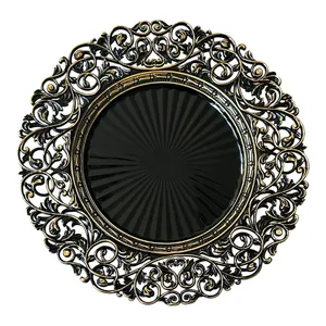 Assiettes de présentation rondes de luxe de 13 pouces, dorées, argentées, noires, pour mariage, fête, décoration de table - Product Image 3