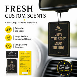 Désodorisant de voiture personnalisé avec logo, parfum suspendu pour rétroviseur, design portable, parfum longue durée, en papier - Product Image 1