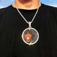 Collier pendentif photo cercle super grand 70 mm, cadre photo plaqué or 18 carats, breloques souvenir, cadeau de Nouvel An pour la famille
