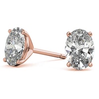 Boucles d'oreilles clous en argent sterling 925 certifié GRA avec moissanite véritable ovale glacée de 5x7 mm