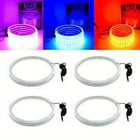4 pièces, éclairage LED pour voiture de 6,5 pouces, anneau lumineux RGB, éclairage de poursuite, application + télécommande, anneau lumineux pour l'intérieur de la voiture, facile à installer