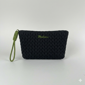 Black Quilted Puffy <b>Makeup</b> Bag Pink Wristlet Cosmetic Pouch Classic Travel Toiletry Organizer <b>Case</b> For Elegant Women - Product Image 4