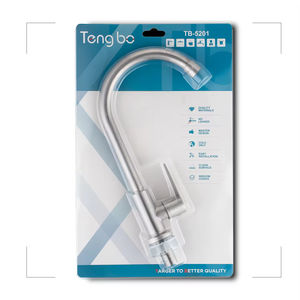 Gran oferta, grifo de fregadero de cocina de acero inoxidable 304 de agua fría de un solo Mango, grifo de agua de níquel cepillado montado en cubierta, embalaje en blíster - Product Image 1