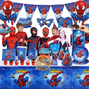 Décoration de fête de super-héros <span class=keywords><strong>Spiderman</strong></span>, décoration d'anniversaire pour enfants, ballons en papier, vaisselle jetable compostable, ensembles de serviettes et de gobelets - Product Image 2