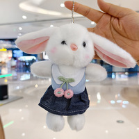 Porte-clés en peluche lapin adorable, pendentif lapin en peluche de dessin animé, breloque de sac animal mignon, cadeau d'anniversaire pour enfants, accessoire pour sac à dos et sac à main
