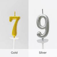 Bougie Chiffre Bestseller Métallique Or Argent Forme 3D pour Gâteau d'Anniversaire avec Boîte pour Célébration Joyeux Anniversaire