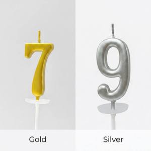 Çok Satan Numaralı Mum Metalik Altın Gümüş 3D Şekilli Doğum Günü Mumu Pasta Süsü Kutulu Mutlu Yıllar Kutlaması İçin - Product Image 2