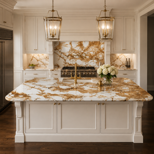 Dalle de marbre de luxe Roma Imperial, base blanche avec veines brun doré, pour mur d'accentuation de villa - Product Image 3