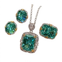 Ensemble Collier et Bracelet en Cuivre Plaqué Or pour Femme 2026, avec Pierre Naturelle Pala Verte, Design Carré Épais, Vente en Gros