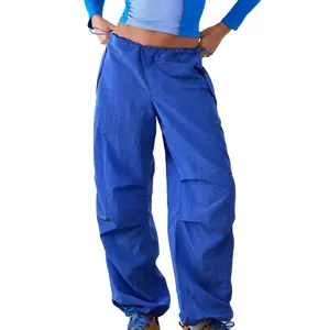 Wholesale custom women's street wear bell bottoms pants manufacturer y2k Canvas Carpenter parachute cargo pants