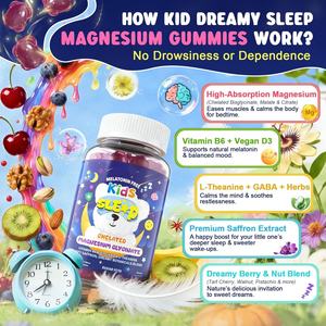 Gummies de magnésium glycinate sans mélatonine pour enfants avec safran et GABA, sans sucre, supplément naturel pour un sommeil apaisant - Product Image 5