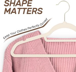 Cintre en velours épais antidérapant avec crochet doré pour vêtements, conception multifonctionnelle à un seul niveau, gain de place, pour salon (vente en gros) - Product Image 4