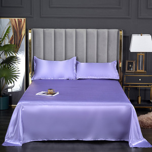 Drap plat Sabana personnalisé en soie glacée lavée, couleur unie, pour l'été, tailles King et Queen, idéal pour la maison et l'hôtel, doux pour la peau, pour lit double - Product Image 2