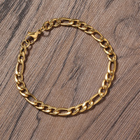 Usine Vente Chaude Style Pvd 18k Or Argent Couleur Hip Hop En Acier Inoxydable 5mm Largeur Trois Long et Un Court Bracelet Chaîne Cubaine