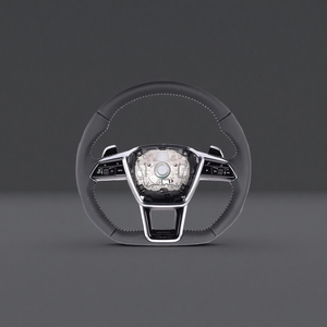 Volant en cuir perforé noir de haute qualité compatible avec <span class=keywords><strong>Audi</strong></span> C8 A6 S6 RS6 A7 S7 RS7 A8 S8 Q7 <span class=keywords><strong>Q8</strong></span> - Product Image 5