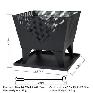 Foyer en métal extérieur carré portable avec <span class=keywords><strong>plaque</strong></span> de cendres au bois dans le jardin et le patio Brazier - Product Image 2