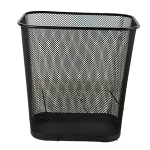 Office home hotel room kitchen or outdoor black pop wire metal mesh waste trash bin for garbage