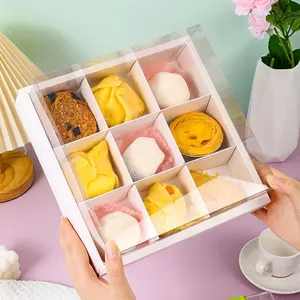 XJH Cookie Packaging Dessert Loaf Box for Bakery Dessert Box with Dividers Paper Box for Dessert Cakes Donut Packaging