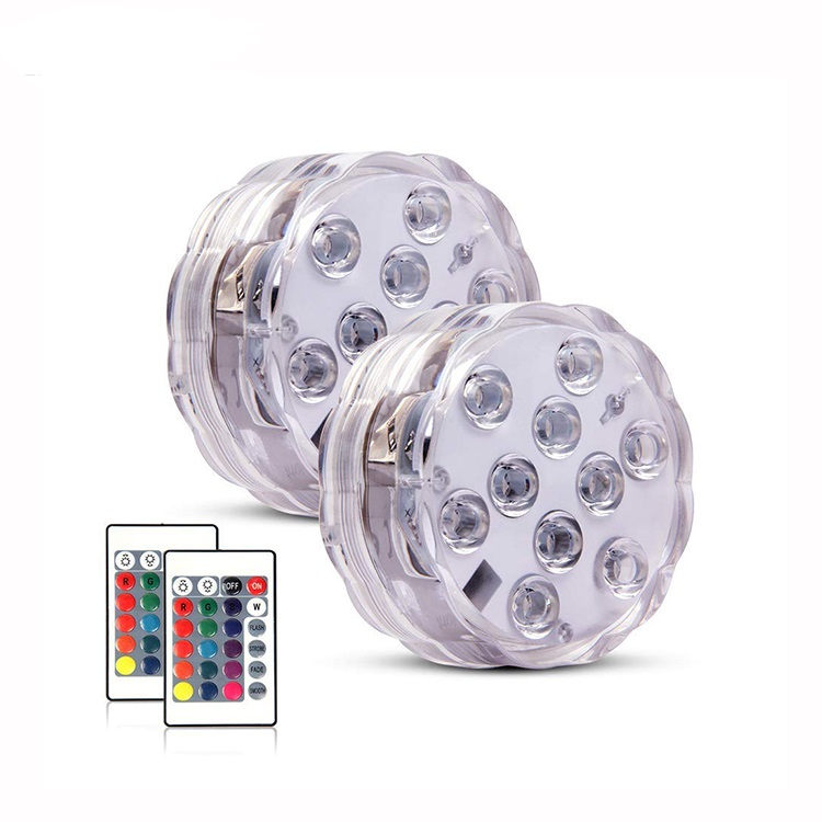 10 LED RGB Waterproof Remote Control Submersible LED Light
