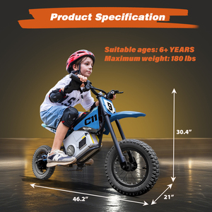 ケリー・ユー C11 24V 電動ダートバイク 子供用 6歳以上、250W 乗用バイク、電動バイク、時速5～10マイル、高速/低速切替 - Product Image 6
