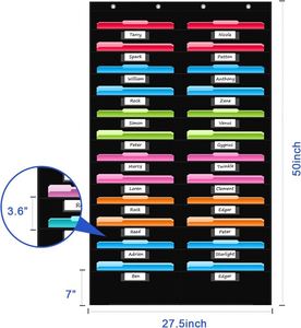 Heavy Duty 24-Pocket Hanging <b>File</b> Organizer - Eco-Friendly Fabric Wall Chart, Foldable <b>Storage</b> with Name Tag - Product Image 5