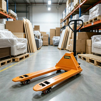 Chariot à palettes manuel portable à levage rapide, robuste, grande capacité, roues en nylon et PU, logo personnalisé, pour le déplacement de matériaux en entrepôt