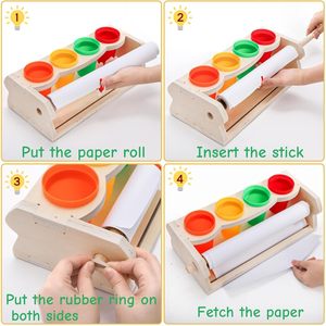Wooden Desktop <b>Drawing</b> Paper <b>Storage</b> Rack With Pencil Holder For Kids Art Supplies And Kindergarten Painting Tools - Product Image 3
