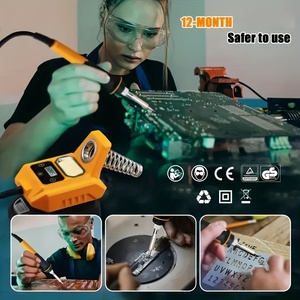 Station de soudage numérique avec batterie 8Ah, température réglable 212-932F, fer à <span class=keywords><strong>souder</strong></span> portable rechargeable - ELECMAPS - Product Image 6