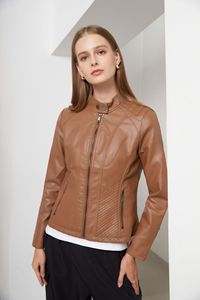 LAYENNE <span class=keywords><strong>Veste</strong></span> <span class=keywords><strong>en</strong></span> <span class=keywords><strong>cuir</strong></span> PU grande taille OEM <span class=keywords><strong>Veste</strong></span> <span class=keywords><strong>en</strong></span> faux <span class=keywords><strong>cuir</strong></span> Famale Vestes pour femmes - Product Image 5