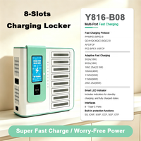 Casier de recharge Type-C à 8 emplacements, coque métallique, station de charge rapide 65W, prend en charge le déverrouillage par mot de passe, reconnaissance faciale et carte IC pour la vente en gros