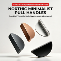 Poignée et bouton de meuble semi-circulaires modernes en alliage d'aluminium noir mat pour tiroir, armoire, commode