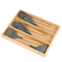 XH bambou cuisine tiroir organisateur ustensile organisateur pour tiroir couverts argenterie support et plateau à couverts 3 compartiments