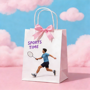 Bolsa de Papel Kraft Ecológica Personalizada para Regalos Deportivos, Bolsa de Mano Portátil para Eventos Deportivos, Recuerdo, Regalo para Team Building - Product Image 1