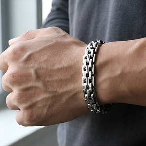 Fabricante de Joyería Personalizada, Brazalete de Cadena de Acero Inoxidable para Hombre, Chapado en Negro, Estilo Clásico, Joyería que Nunca se Desvanece - Product Image 4