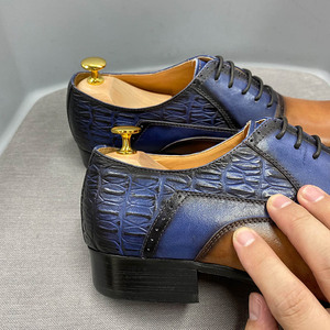 Chaussures en cuir pour hommes, chaussures en cuir pour affaires, chaussures habillées élégantes pour hommes aux couleurs assorties, chaussures Oxford en cuir véritable pour moi - Product Image 4