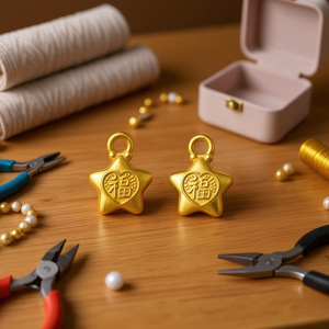 Ciondolo ILAN Lucky Star color oro, 2 pezzi, per la creazione di gioielli e accessori - Product Image 3