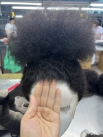 Perruque queue de cheval Afro 360 en dentelle transparente avec cordon de serrage et frange, 100% cheveux naturels non traités, perruque frontale en dentelle 13*6, 16~40 pouces