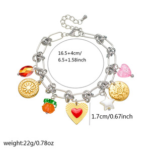 Fashion Charm Bracelet Stainless Steel Heart Bow Pendant Women's Jewelry Multicolor Design Yiwu Origin - Product Image 4