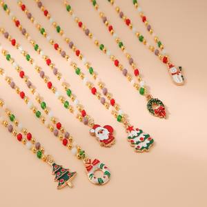 Collar con colgante de árbol de Navidad de acero inoxidable, Nueva joyería navideña de Papá Noel, adecuado para regalos de mujeres y niños - Product Image 1