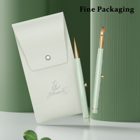 Ensemble de 5 pinceaux professionnels rétractables pour nail art, avec pochette portable, en cuivre vert sauge, pour la peinture au gel UV