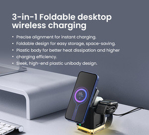 Chargeur sans fil 3 en 1 à rotation tactile, nouvelle arrivée, vente chaude, 15W, rotation automatique, magnétique, matériau PC, chargeur de montre intelligente - Product Image 5