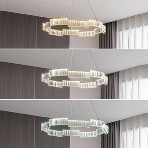 Iluminación moderna sala de estar Dormitorio lámpara de lujo anillo de oro conectado luz colgante de cristal - Product Image 6